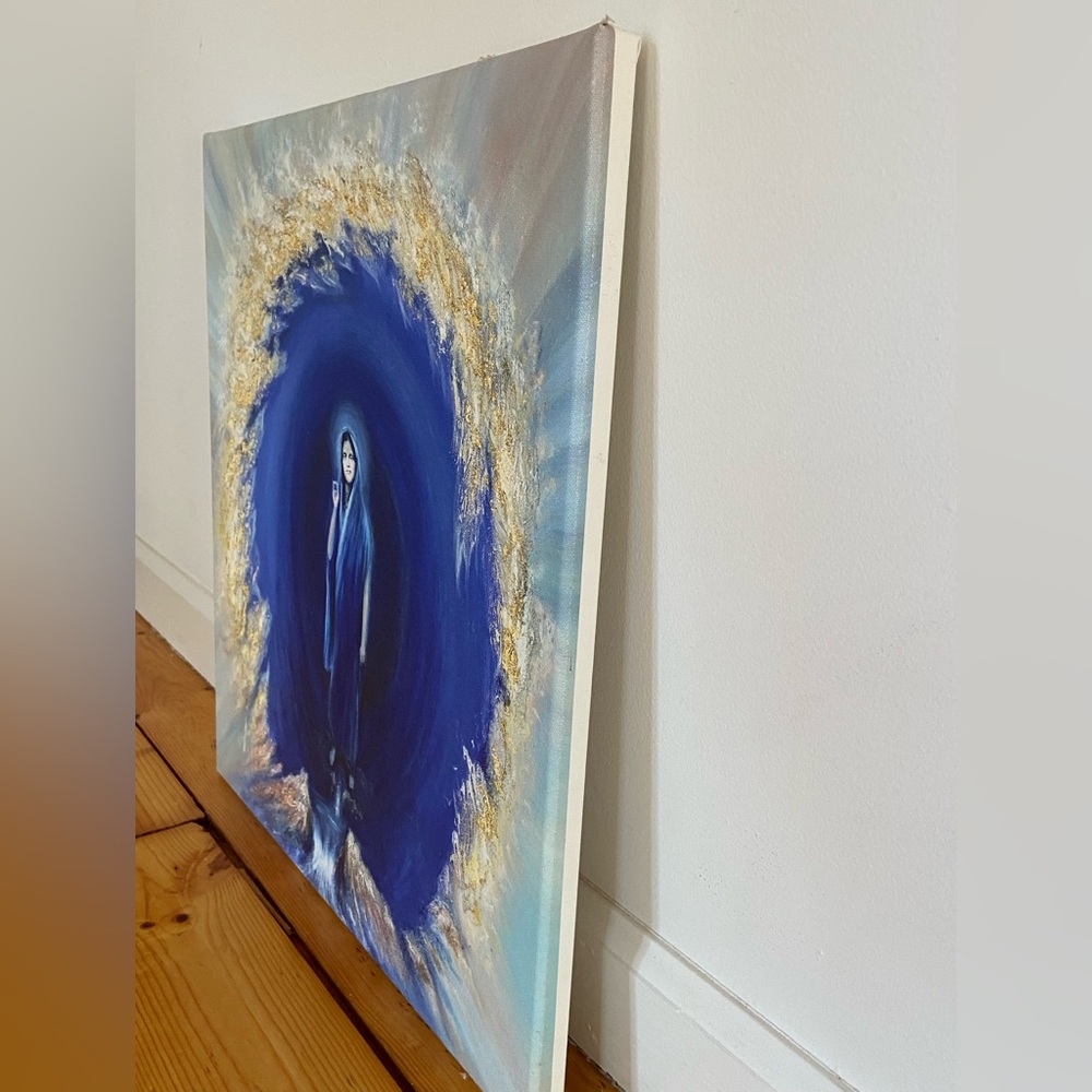 🌸 Sri Anandamayi Ma Original Meditation Art Canvas Painting Yoga - Picture 7 of 11